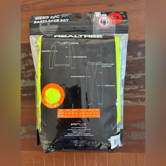 Realtree Men's 2PC Baselayer Set - Neon Yellow!  NWTS!   M - Picture 2 of 2